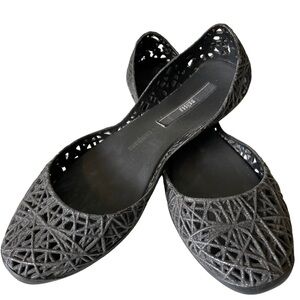 Melissa Campana Zig Zag Jelly Black Sparkle Ballet Flats US 6